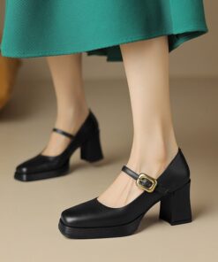 CHIKO Tamisha Square Toe Block Heels Mary Jane Shoes