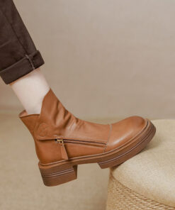 CHIKO Tercera Round Toe Block Heels Ankle Boots