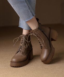 CHIKO Teresita Round Toe Block Heels Ankle Boots