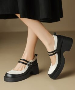 CHIKO Terica Round Toe Block Heels Mary Jane Shoes