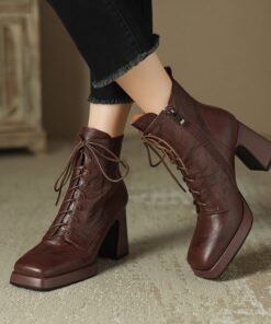 CHIKO Terricka Square Toe Block Heels Ankle Boots