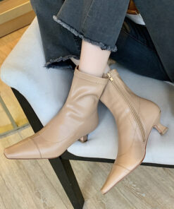 CHIKO Toneisha Square Toe Kitten Heels Ankle Boots