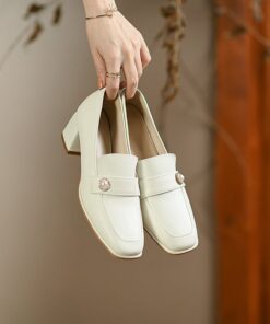 CHIKO Una Square Toe Block Heels Loafers Shoes