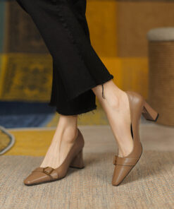 CHIKO Ursicina Square Toe Block Heels Pumps Shoes