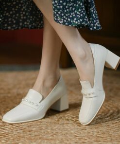 CHIKO Valene Square Toe Block Heels Loafers Shoes