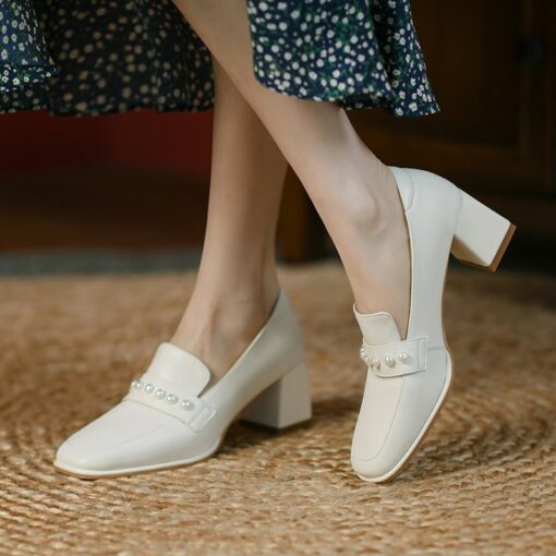 Buy CHIKO Valene Square Toe Block Heels Loafers Shoes online shopping cheap