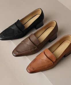 CHIKO Ventura Square Toe Block Heels Loafers Shoes