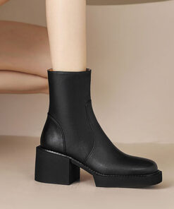CHIKO Ximena Square Toe Block Heels Ankle Boots