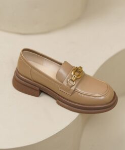 CHIKO Xuan Round Toe Block Heels Loafers Shoes