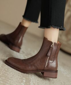 CHIKO Yaletha Round Toe Block Heels Ankle Boots