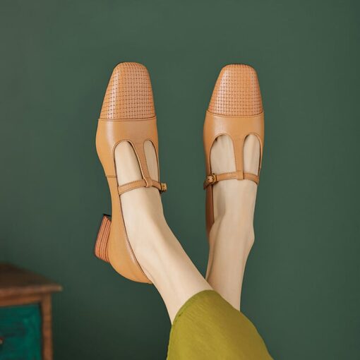 Buy CHIKO Zabrina Square Toe Block Heels T-Strap Shoes online shopping cheap