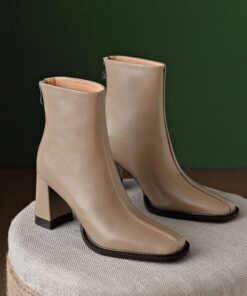 CHIKO Zawadi Square Toe Block Heels Ankle Boots