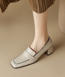 CHIKO Zoey Square Toe Block Heels Loafers Shoes