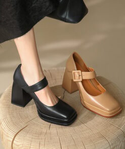 CHIKO Zonta Square Toe Block Heels Mary Jane Shoes