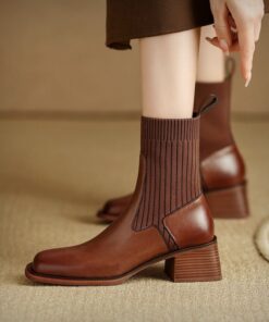 CHIKO Zulmara Square Toe Block Heels Ankle Boots