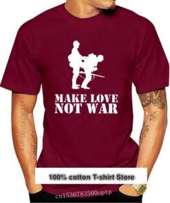 Camiseta “Make love not War Soldier”, camiseta de la paz Frieden Tank Liebe Panzer Army Kult FunMen, Short-5183A