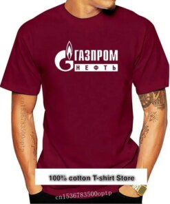 Camiseta negra Gazprom Rusia 2021 para hombre, Camisetas estampadas de manga corta con cuello redondo