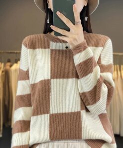 Cashmere Sweater Winter Thicken Female Pullover Long Sleeve O-Neck Woman’s Sweaters Loose Large Size Tops 100% Woollen Knitted