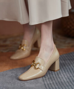 Chiko Crystalin Square Toe Block Heels Loafer