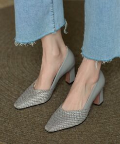 Chiko Saura Square Toe Block Heels Pumps