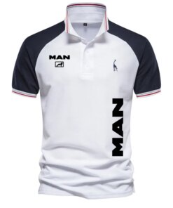 Color match Hip Hop y2K Men’s golf shirt truck MAN logo print Summer High-end 100% cotton men’s POLO shirt short sleeve