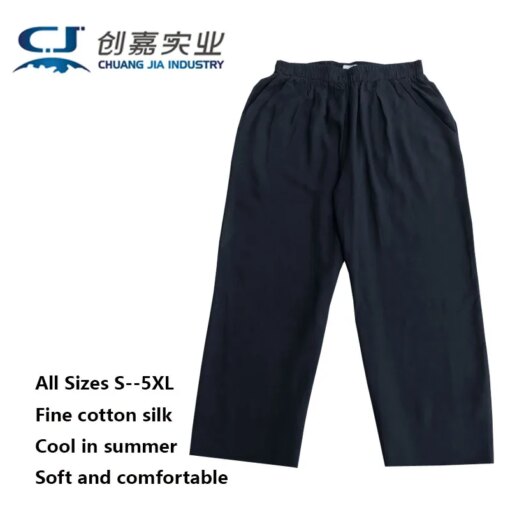 Buy Cotton Silk Summer Men's Cropped Pants White Home Clothes Pajama Pants Breathable Absorb Sweat Comfortable Soft Free Shipping online shopping cheap
