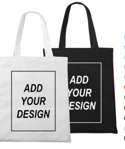 Custom Tote Bag Shopping Add Your Text Print Original Design White Zipper Unisex Fashion Travel Canvas Bags