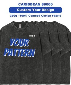 Custom Your LOGO Hip Hop Streetwear Men 100% Cotton Distressed T-shirts Oversized Washed Top Tee Unisex Summer Diy