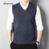 Buy DIMUSI Autumn Winter Men's Sleeveless Jackets Man Vest Warm Jumper Knitted Waistcoats Men Woolen Pullovers Sweater Vest Clothing online shopping cheap