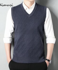 DIMUSI Autumn Winter Men’s Sleeveless Jackets Man Vest Warm Jumper Knitted Waistcoats Men Woolen Pullovers Sweater Vest Clothing