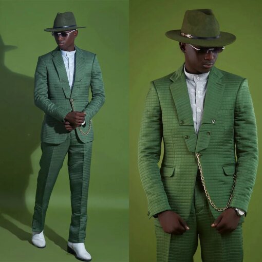 Buy Dark Green Men's Suits Tailored 2 Pieces Blazer Pants Wide Lapel One Button Slim Fit Formal Modern Wedding Custom Made Plus Size online shopping cheap