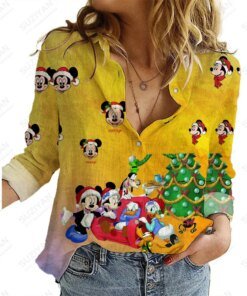 Disney ChristmasCasual Work Wear Blouses Casual Shirt Women’S Fashion Long Sleeve Casual Streetwear Shirts Tops