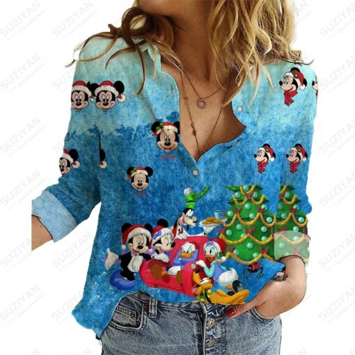 Buy Disney ChristmasLoose Women Shirts Casual Tops Woman Loose Long Sleeve Shirt Casual Work Wear Blouses Fashion online shopping cheap