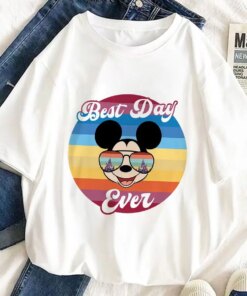 Disney Mickey Caitoon Print 2022 Women’s Summer Fashion Crew Neck Short Sleeve Topds Female Trend New Products Clothing For Lady