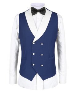 Double Breasted Waistcoat Navy Blue Vest Man Suit Vest Shawl Lapel Waistcoat For Wedding Suit Waistcoat