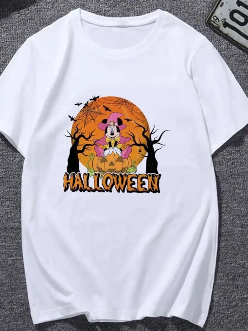 Buy Dropship Disney Women T-Shirt Minnie Cute Print Halloween Series Top Short Sleeve High Quality Female T Shirt Comfy Lady Clothes online shopping cheap