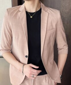 E1204-Men’s casual spring and autumn suit, men’s loose coat