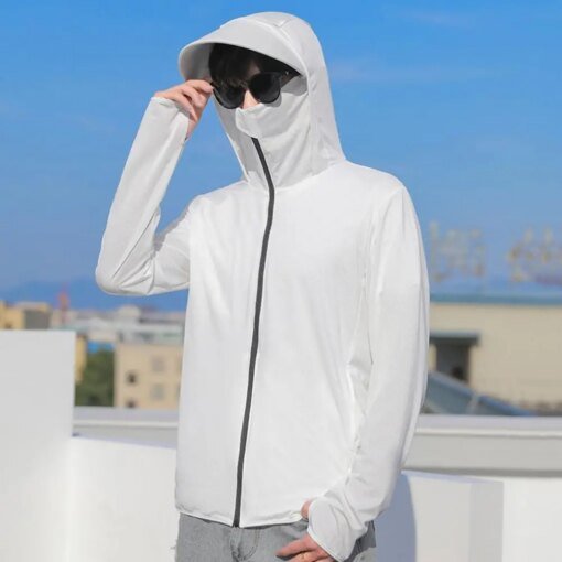 Buy Effective Outdoor Sunscreen Coat Quick Dry Thin Loose Camping Sun Protection Clothing Men Summer Sunscreen Coat Sunshade online shopping cheap