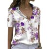 Buy Elegant Short Sleeve Floral Women Shirts Casual Loose blouse Women 2023 Summer Fashion Tops Woman Y2k Ladies Top Blusas 21748 online shopping cheap