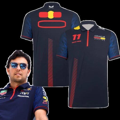 Buy F1 Oracle Red Color Bull Racing 2023 Sergio Perez Team Polo Formula 1 Racing Suit Men's Shirt Fan Supporter Top MOTO Tees online shopping cheap