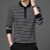 Buy Fashion Men New Striped Polo Shirts Spring Autumn Long Sleeve Lapel Cotton Tee Shirt Male Clothes Casual Business T-Shirt 2022 online shopping cheap