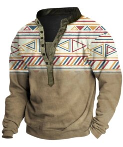 Fashion Men’s Printing Polo Shirts Autumn Warm Long Sleeve Top Casual Button Blouse Handsome Male Clothing 2023 New