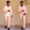 Buy Fashion Men's Suit 2 Pieces Blazer Pants One Button Peaked Lapel Business Slim Fit Slits Formal Wedding Groom Costume Homme online shopping cheap