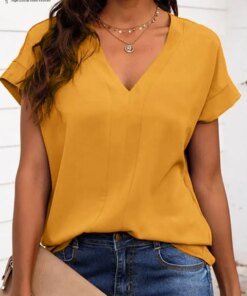 Fashion Women Solid OL Work Shirt Casual Office Blusas Female Loose Tops Tunic ZANZEA Summer Elegant V Neck Short Sleeve Blouse