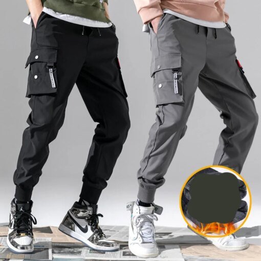 Buy Fleece Cargo Pants Men Sportswear Boys Jogging Trousers Male Joggers Tactical Tracksuits 2023 Plus Size 5xl Spring Winter online shopping cheap