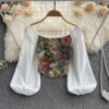 Buy Floral Print Blouses Vintage Long Sleeve Shirts Korean Fashion Blouse Woman Sweet Crop Top Femme Blusas Women Clothing online shopping cheap