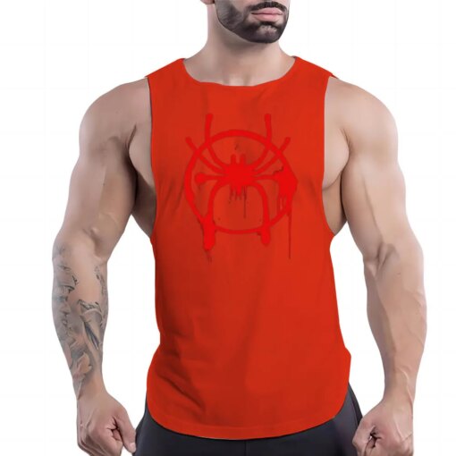Buy Four Seasons Outdoor Fitness Casual Adult Men'S O-Collar Vest Creative Spider 2d Print Stylish Comfortable Sleeveless Shirt online shopping cheap