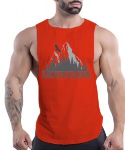 Four Seasons Outdoor Fitness Casual Adult Men’S O-Neck Vest Creative Mountain 2d Printed Breathable Trend Sleeveless Shirt