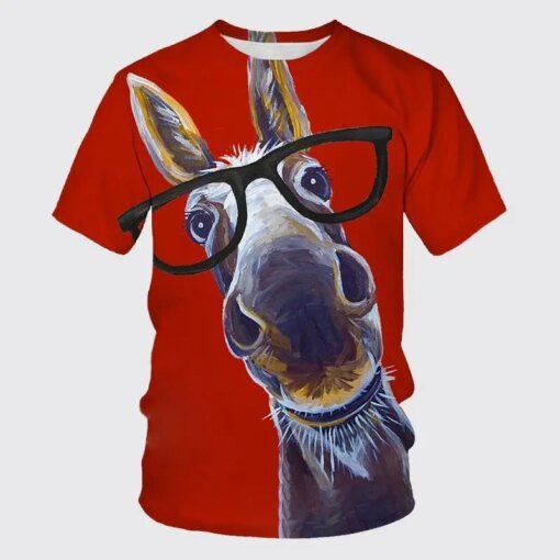 Buy Funny Donkey 3D Print Summer Men's O-Neck T-shirt Casual Short Sleeve Oversized Pullover Fashion Tee Tops Streetwear Men Clothes online shopping cheap