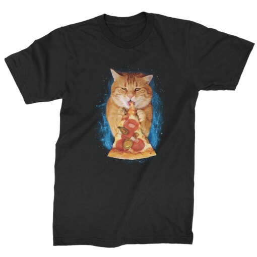 Buy Funny Flerken Goose The Cat Eating Pizza Unisex T-Shirt 100% Cotton O-Neck Summer Short Sleeve Casual Mens T-shirt Size S-3XL online shopping cheap